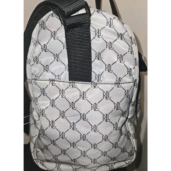 RALPH LAUREN Signature RL Logo Travel Duffle Weekend Carry On Bag Gray 16x14x5 - Picture 5 of 16